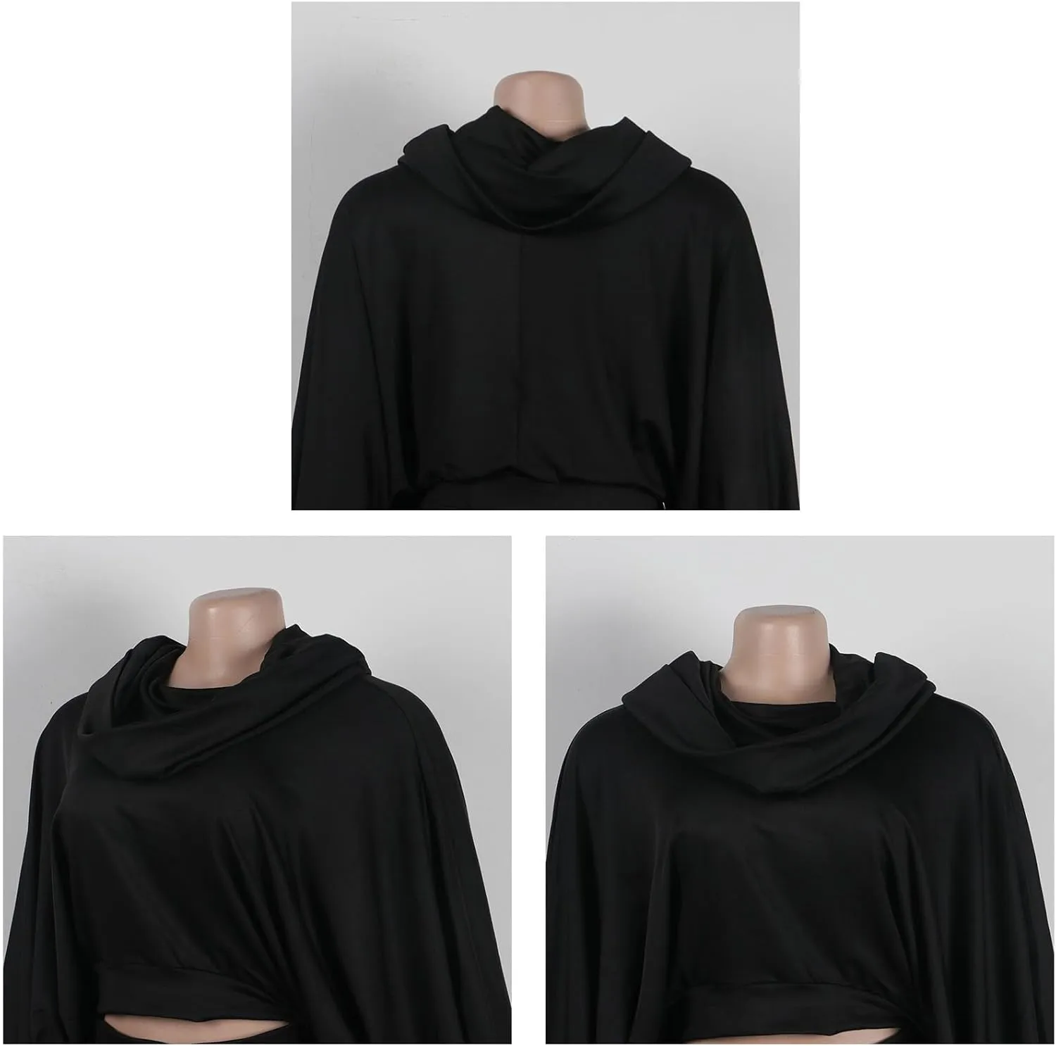 Tbahhir Womens Batwing Sleeve Heaps Collar Tops 2 Piece Outfit Crop Top and Bodycon Fishtail Mermaid Maxi Skirt Sets