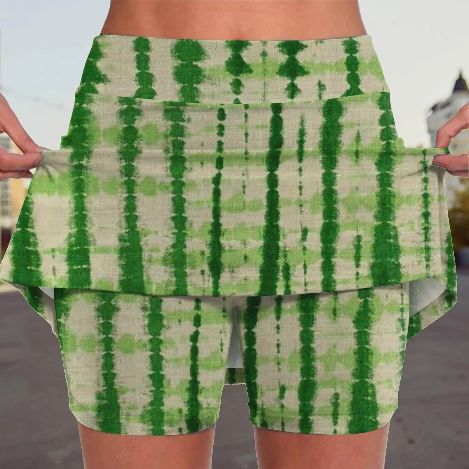 Tennis Skirts for Women Stretch Workout Lightweight Golf Athletic Skort Tie-Dye Pocket 2 in 1 Running Inner Shorts Underneath