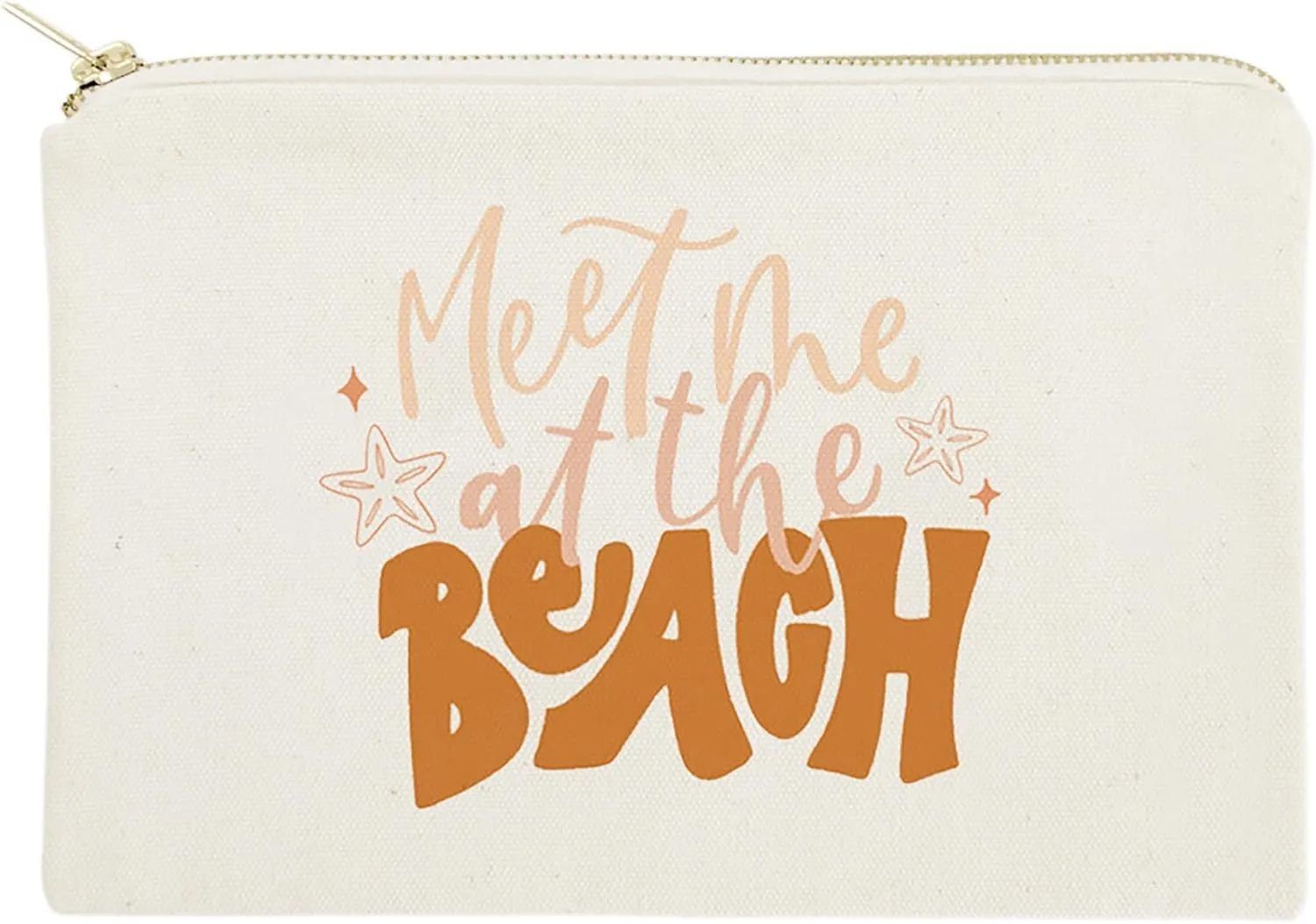 The Cotton & Canvas Co. Meet Me At The Beach Cotton Canvas Cosmetic Bag, Toiletry Bag and Travel Makeup Pouch, Summer, Beach, Bridesmaid, Gift for Her, Wedding