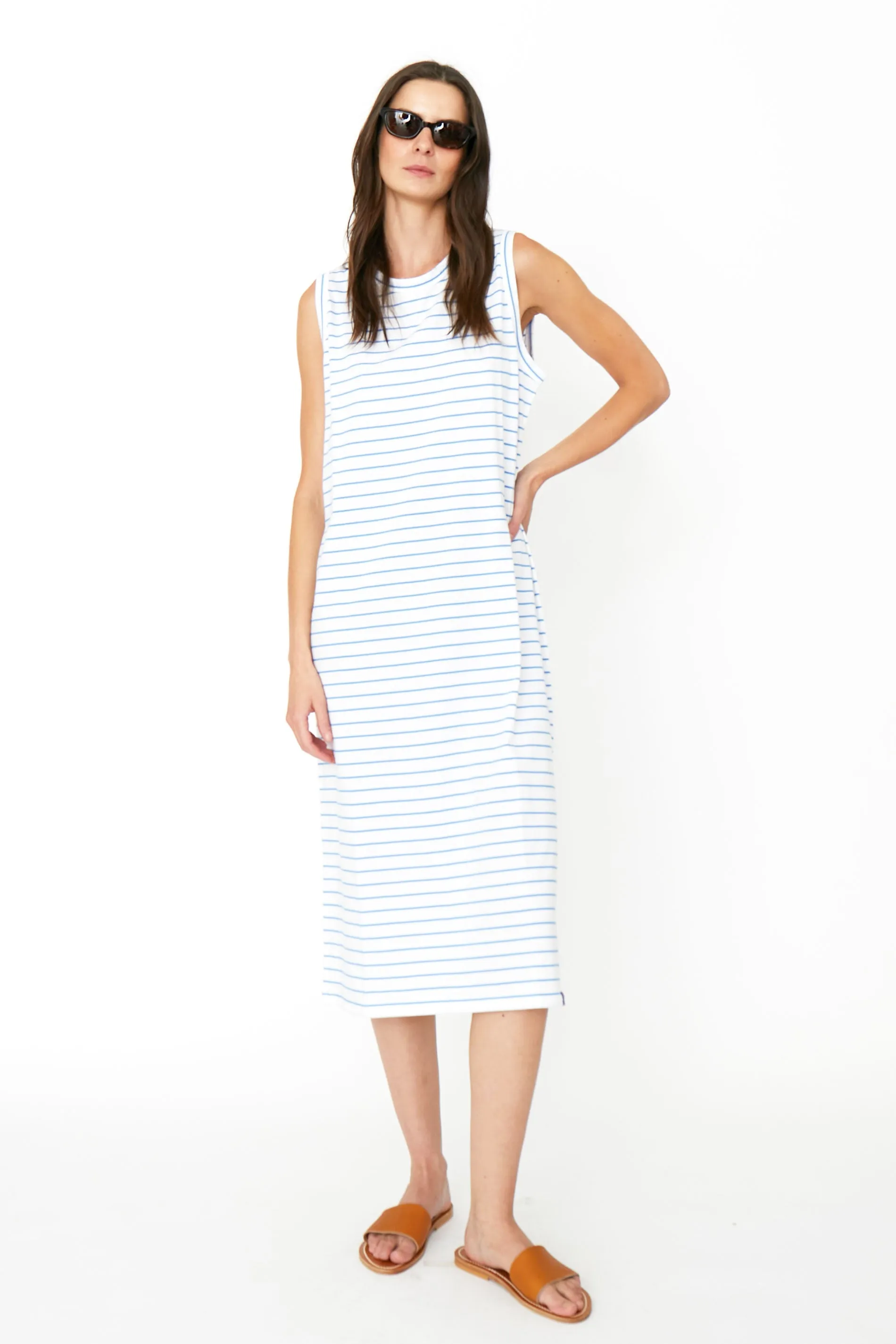The Tank Dress - White/Azzurro