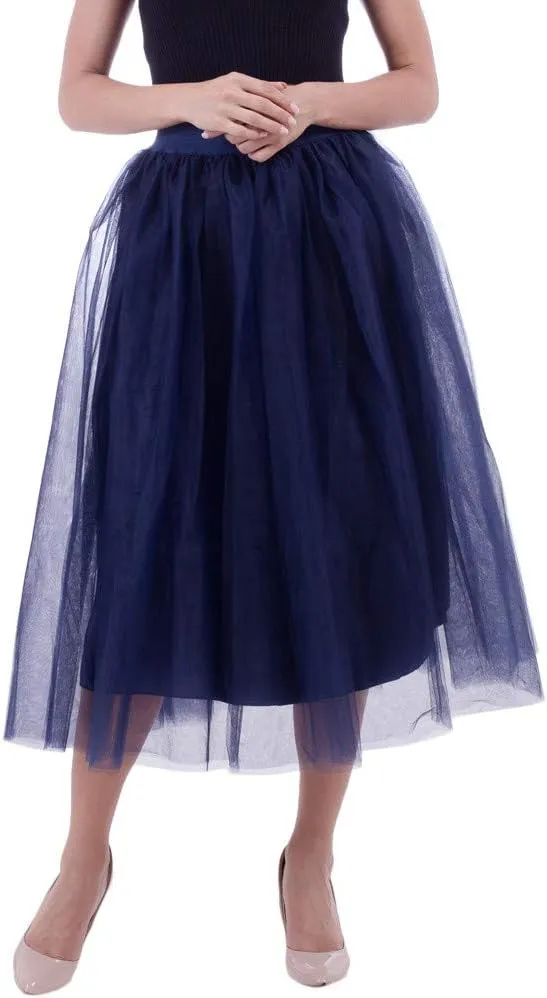 Tiered Tulle Midi Skirt for Women Women Plus Size Mesh Tulle Skirt Pleated Skirt Mesh Bubble Black Tutu Dress