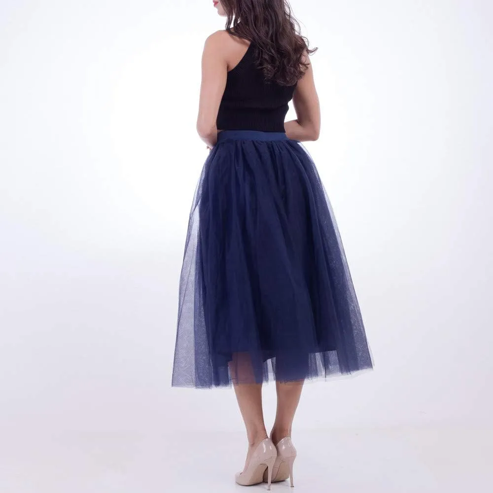 Tiered Tulle Midi Skirt for Women Women Plus Size Mesh Tulle Skirt Pleated Skirt Mesh Bubble Black Tutu Dress