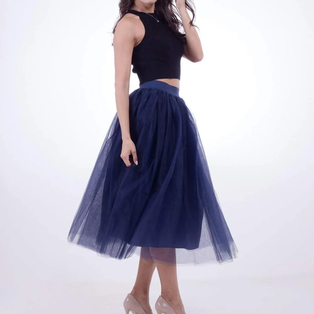 Tiered Tulle Midi Skirt for Women Women Plus Size Mesh Tulle Skirt Pleated Skirt Mesh Bubble Black Tutu Dress
