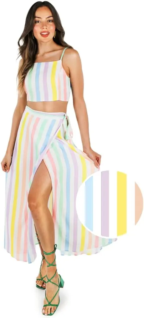 Tipsy Elves Maxi Dresses for Women - Sleeveless 2-Piece Casual Long Summer Dresses - Cute Colorful Floral Sundress Beach