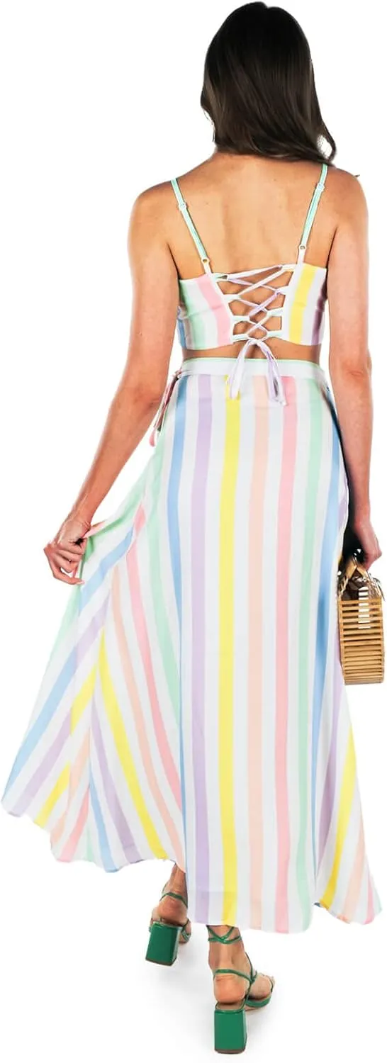 Tipsy Elves Maxi Dresses for Women - Sleeveless 2-Piece Casual Long Summer Dresses - Cute Colorful Floral Sundress Beach