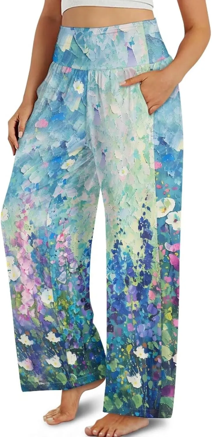 TODIYADDU Wide Leg Palazzo Lounge Pants for Women Trendy Sweatpants for Yoga Workout Travel Casual Loose Bottoms with Pockets