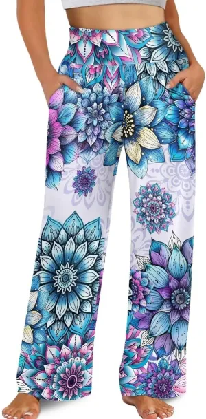 TODIYADDU Wide Leg Palazzo Lounge Pants for Women Trendy Sweatpants for Yoga Workout Travel Casual Loose Bottoms with Pockets