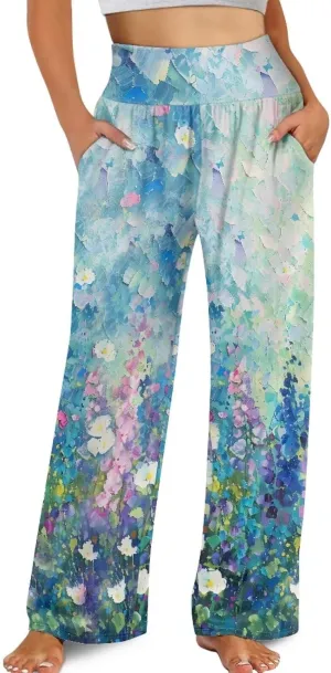 TODIYADDU Wide Leg Palazzo Lounge Pants for Women Trendy Sweatpants for Yoga Workout Travel Casual Loose Bottoms with Pockets