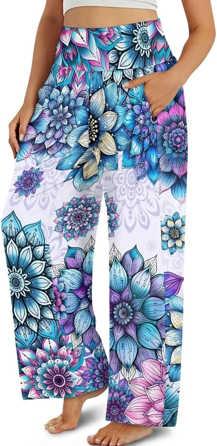 TODIYADDU Wide Leg Palazzo Lounge Pants for Women Trendy Sweatpants for Yoga Workout Travel Casual Loose Bottoms with Pockets