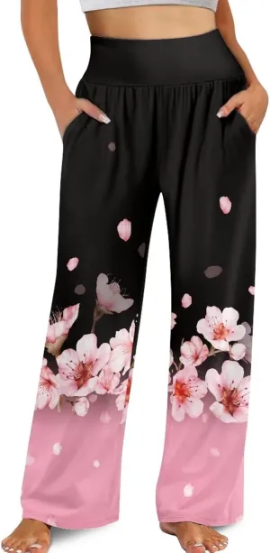 TODIYADDU Wide Leg Palazzo Lounge Pants for Women Trendy Sweatpants for Yoga Workout Travel Casual Loose Bottoms with Pockets