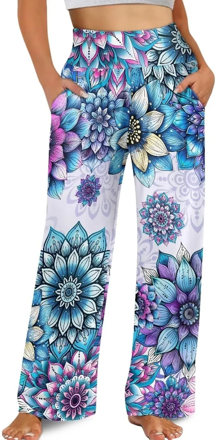 TODIYADDU Wide Leg Palazzo Lounge Pants for Women Trendy Sweatpants for Yoga Workout Travel Casual Loose Bottoms with Pockets