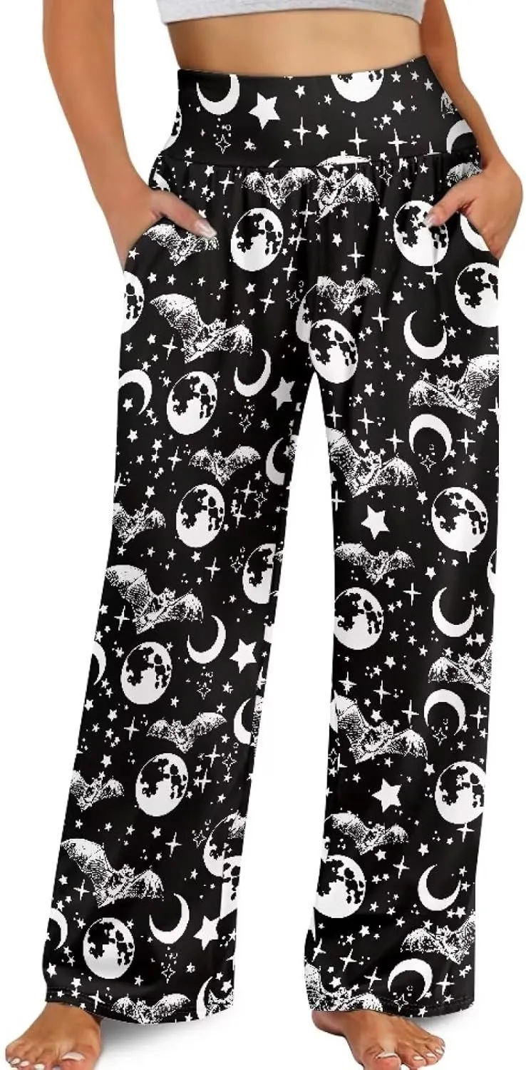 TODIYADDU Wide Leg Pants for Women Palazzo Lounge Pants Comfy Yoga Pants with Pockets High Waisted Sweatpant Causal Trousers