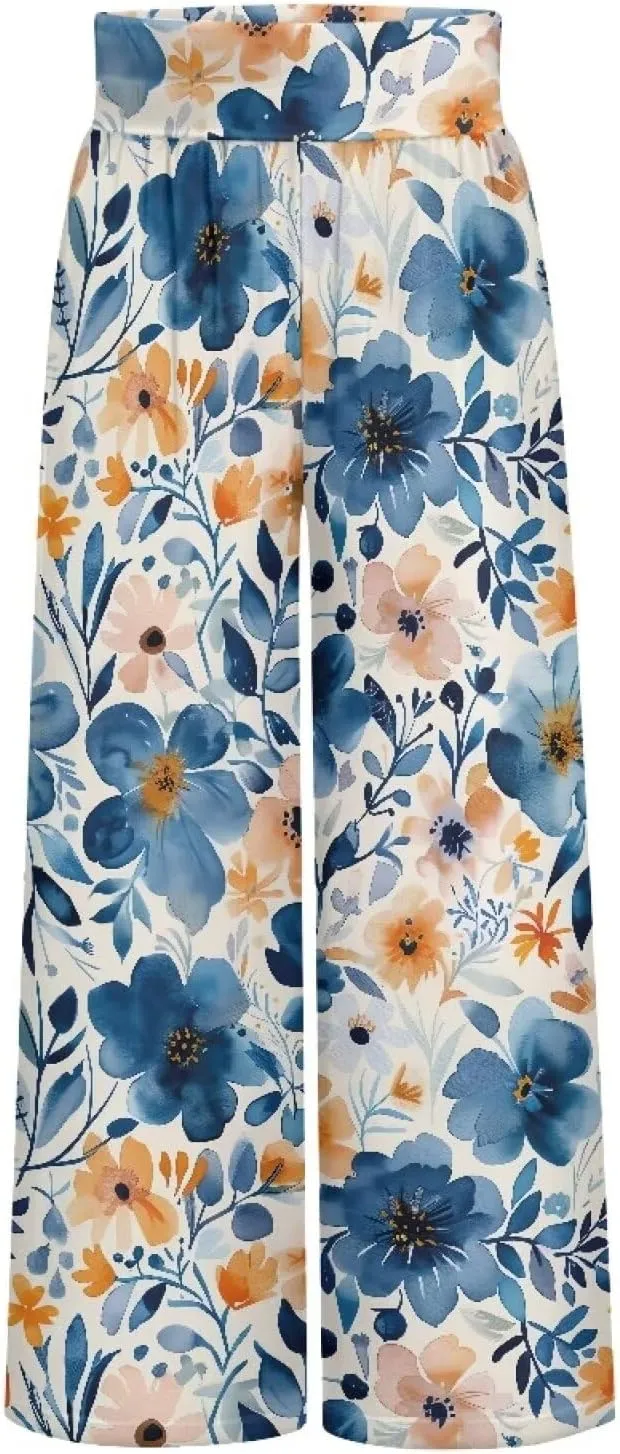 TODIYADDU Wide Leg Pants for Women Palazzo Lounge Pants Comfy Yoga Pants with Pockets High Waisted Sweatpant Causal Trousers