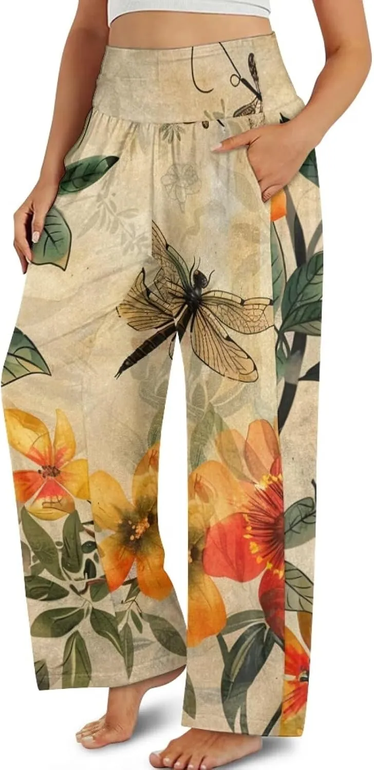 TODIYADDU Wide Leg Pants for Women Palazzo Lounge Pants Comfy Yoga Pants with Pockets High Waisted Sweatpant Causal Trousers