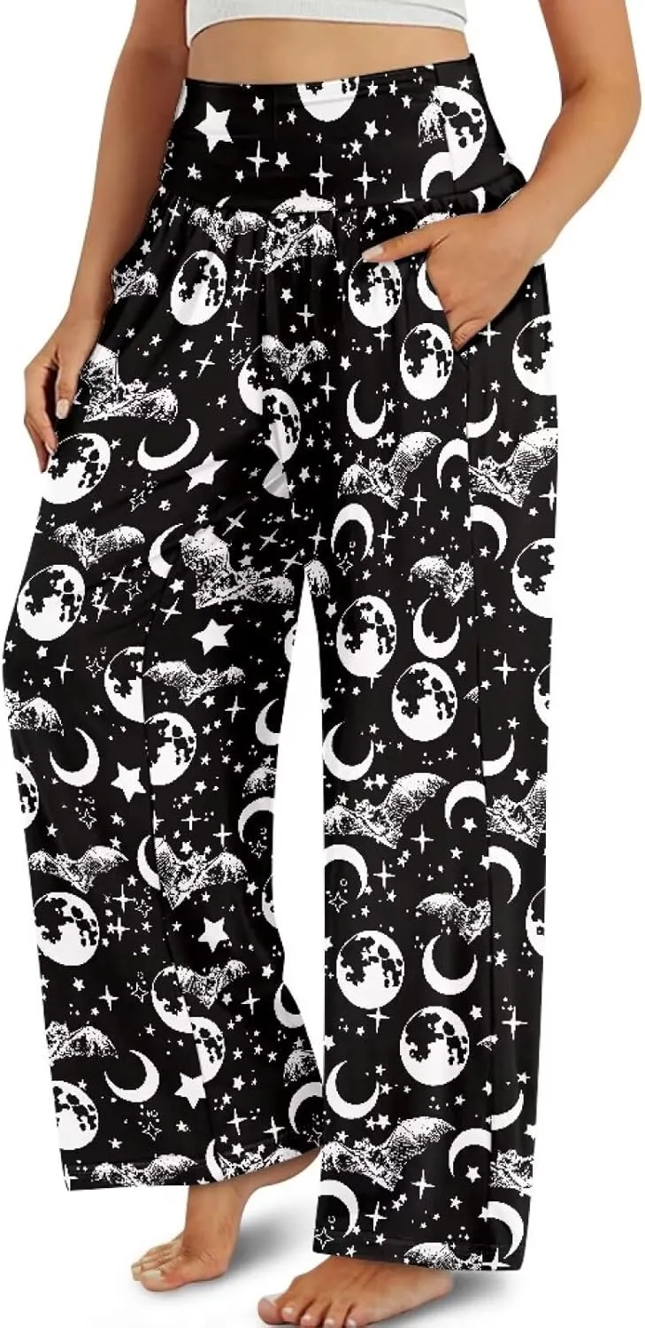 TODIYADDU Wide Leg Pants for Women Palazzo Lounge Pants Comfy Yoga Pants with Pockets High Waisted Sweatpant Causal Trousers