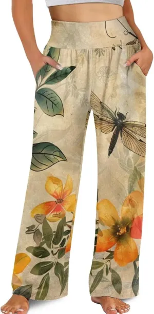 TODIYADDU Wide Leg Pants for Women Palazzo Lounge Pants Comfy Yoga Pants with Pockets High Waisted Sweatpant Causal Trousers