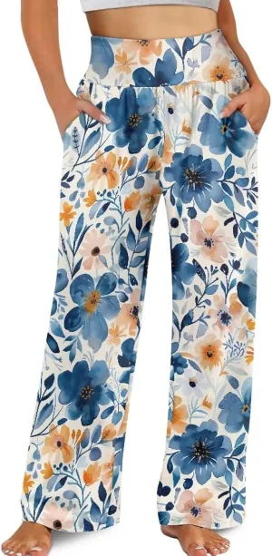 TODIYADDU Wide Leg Pants for Women Palazzo Lounge Pants Comfy Yoga Pants with Pockets High Waisted Sweatpant Causal Trousers