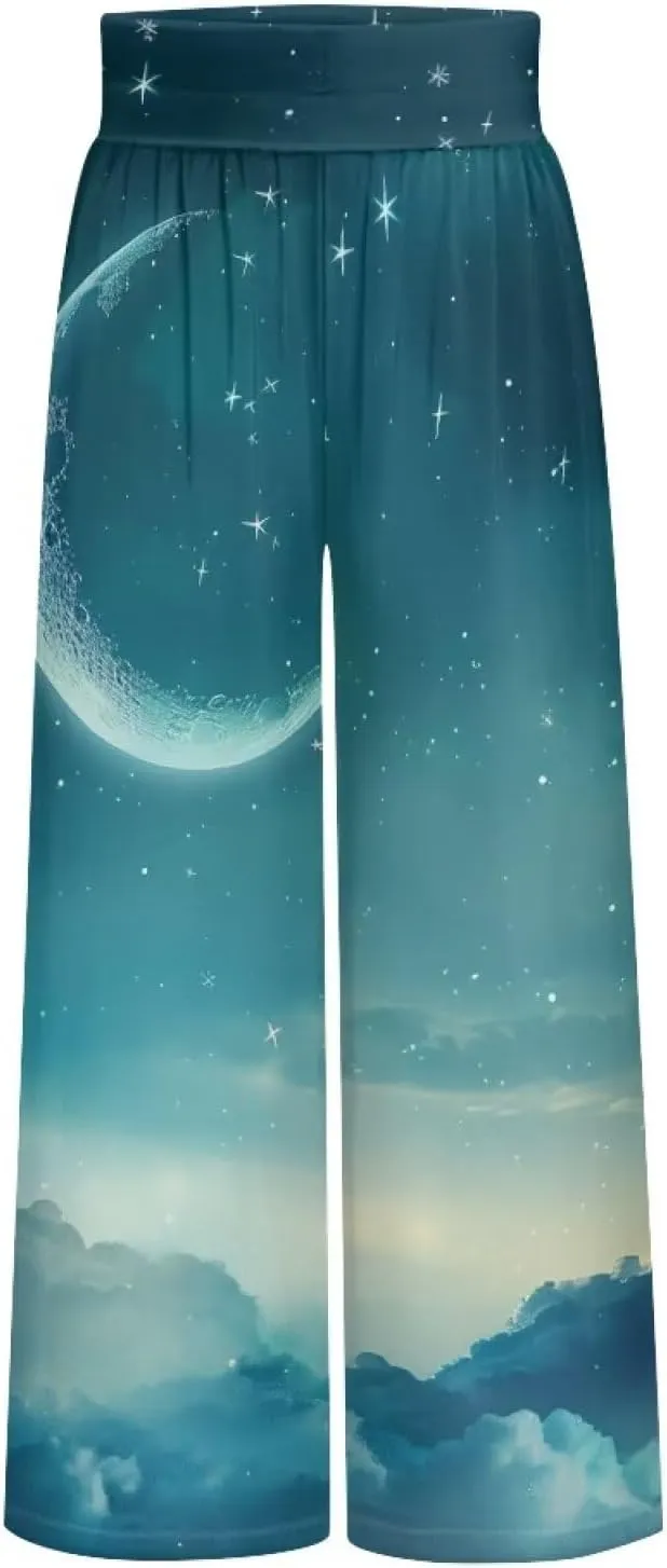 TODIYADDU Wide Leg Pants for Women Palazzo Lounge Pants Comfy Yoga Pants with Pockets High Waisted Sweatpant Causal Trousers