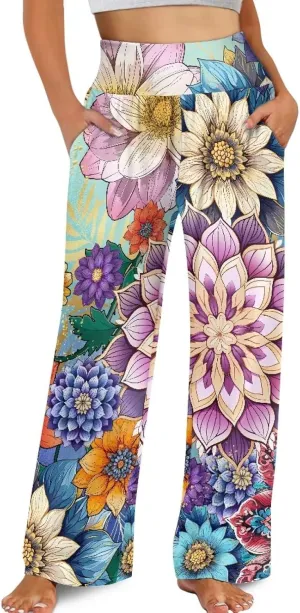 TODIYADDU Wide Leg Pants for Women Palazzo Lounge Pants Comfy Yoga Pants with Pockets High Waisted Sweatpant Causal Trousers