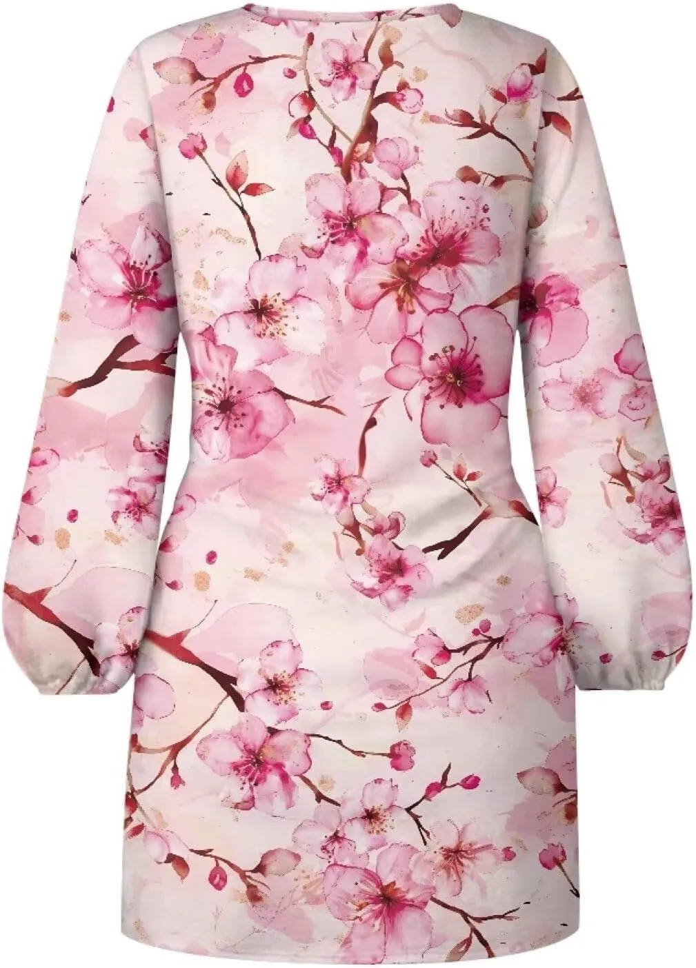 TODIYADDU Womens Casual Long Sleeve Tie Dress Trendy Midi Dress with Belt Elegant Tie Knot Mini Short Swing Skater Dresses