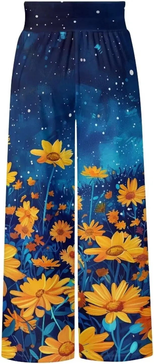 TODIYADDU Womens Wide Leg Pants Novelty Yoga Pants with Pockets High Waist Lounge Sweatpants for Workout Trendy Pajama Pants