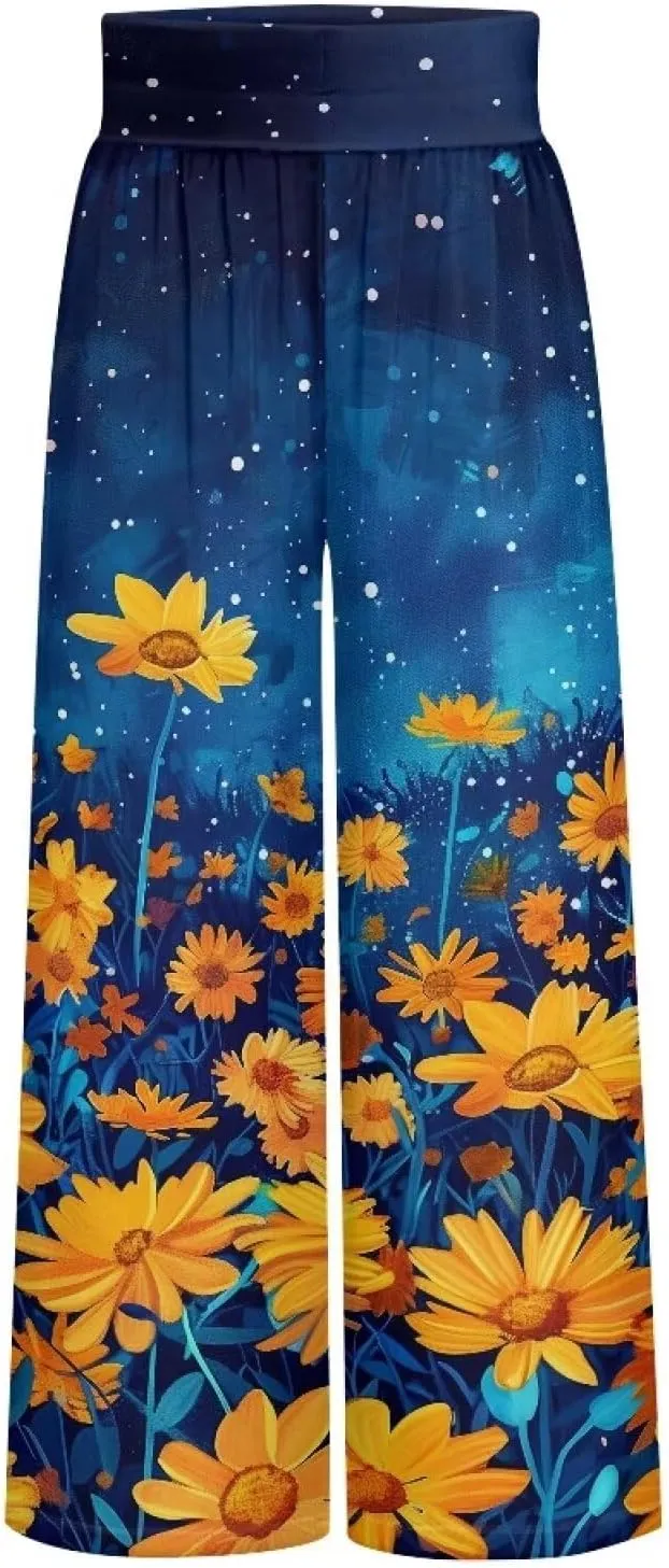 TODIYADDU Womens Wide Leg Pants Novelty Yoga Pants with Pockets High Waist Lounge Sweatpants for Workout Trendy Pajama Pants