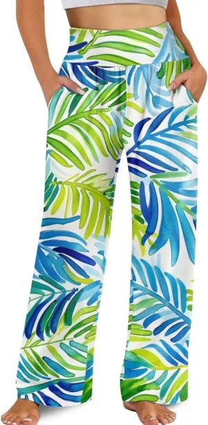 TODIYADDU Womens Wide Leg Pants Novelty Yoga Pants with Pockets High Waist Lounge Sweatpants for Workout Trendy Pajama Pants