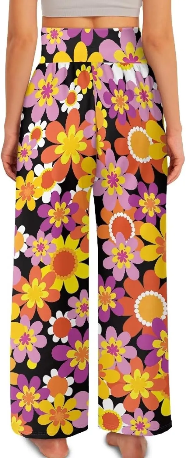 TODIYADDU Womens Wide Leg Pants Novelty Yoga Pants with Pockets High Waist Lounge Sweatpants for Workout Trendy Pajama Pants