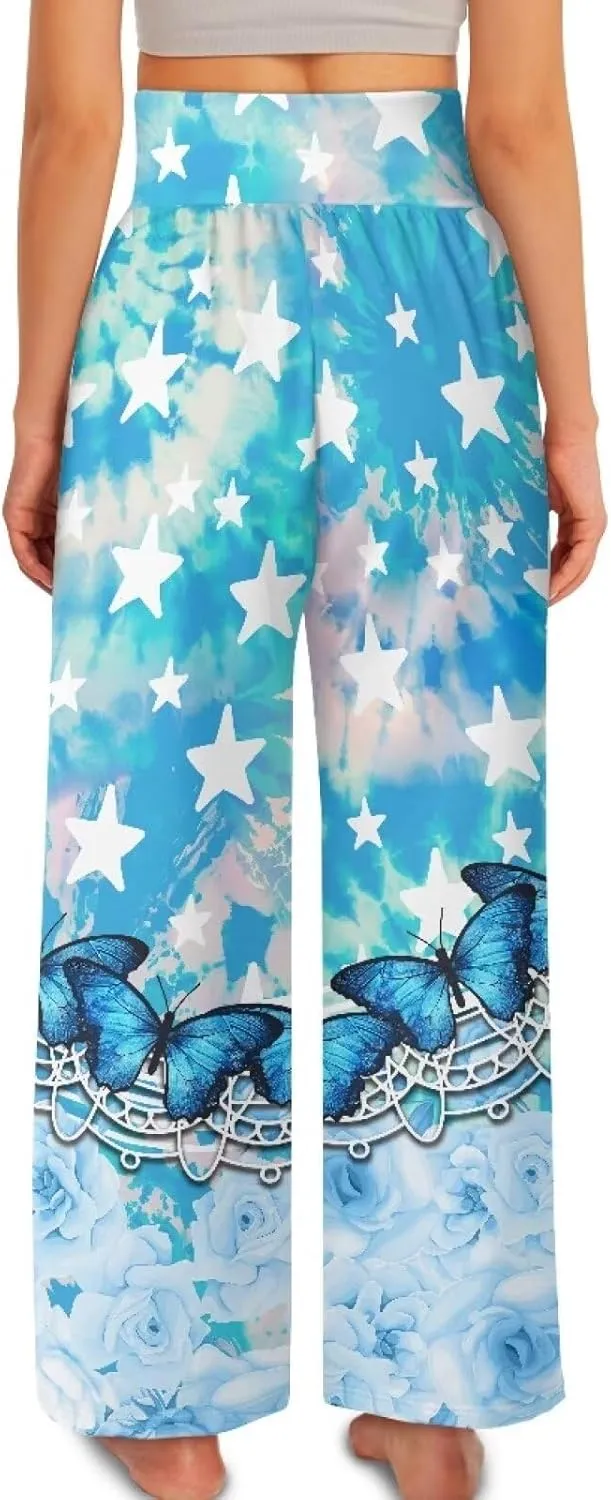 TODIYADDU Womens Wide Leg Pants Novelty Yoga Pants with Pockets High Waist Lounge Sweatpants for Workout Trendy Pajama Pants