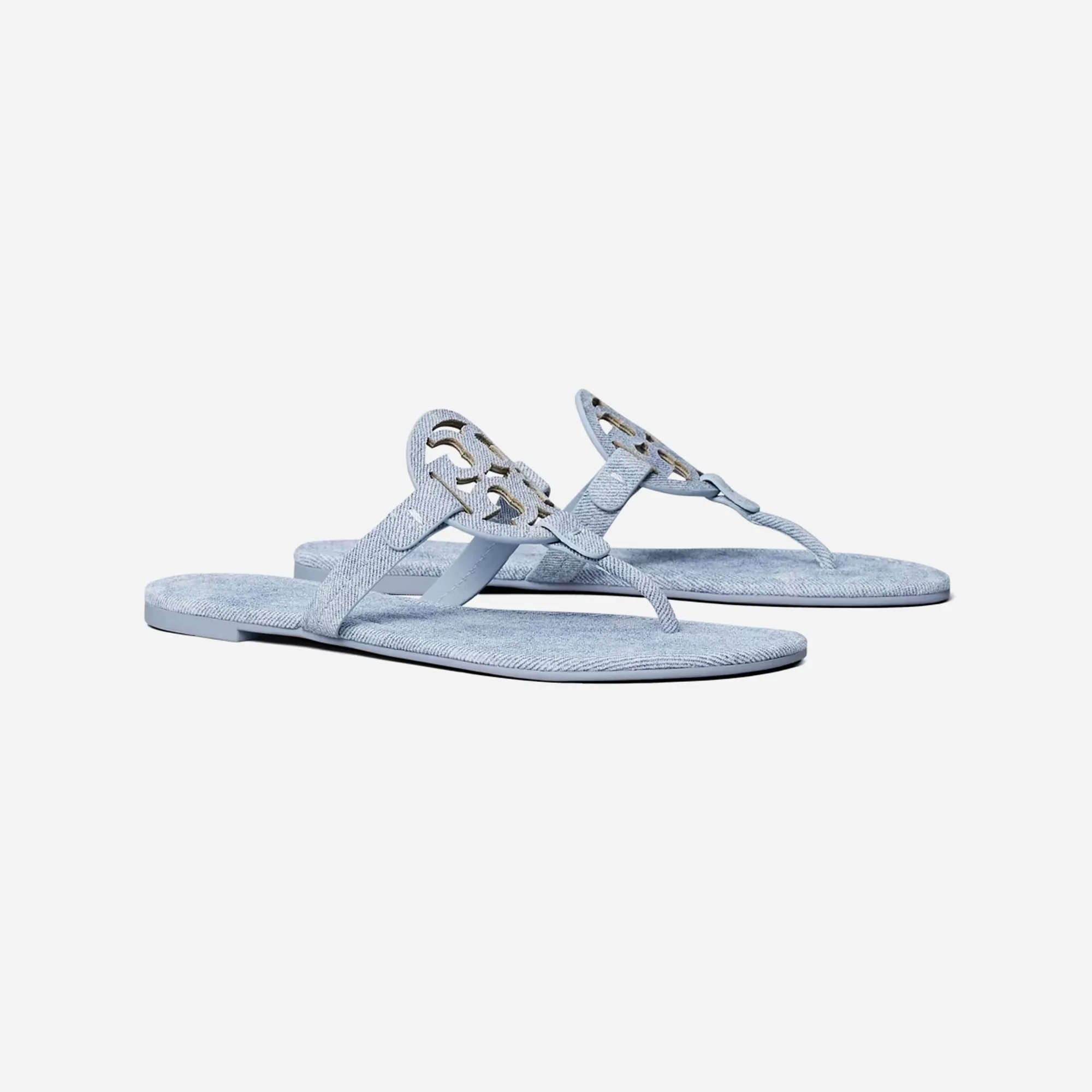 Tory Burch Miller Printed Suede Sandal Blue Cloud