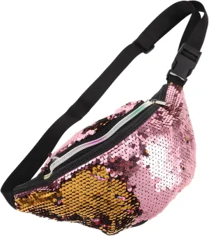 Totority Boho Purses for Women Shiny Fanny Pack Sequins Cross Bag Sequin Bag for Girls Travel Purse