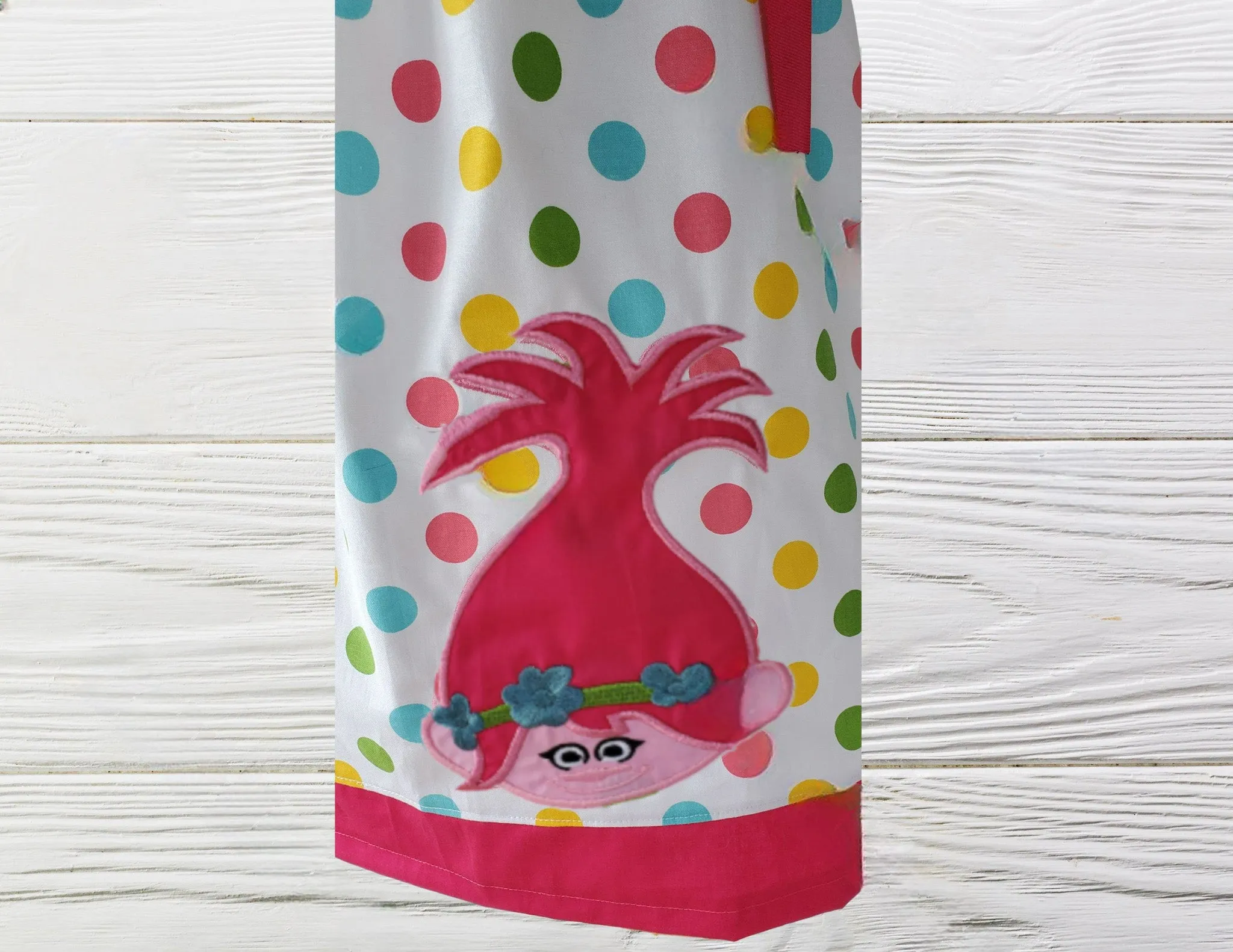Troll Pillowcase Girls dress, Girls Poppy Pillowcase Dress, Birthday Girls Dress, Pillowcase Girls Dress