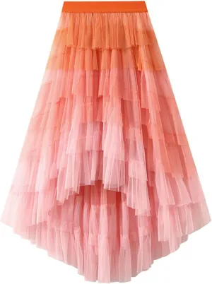Tulle Skirt for Women High Waist Skirt Elegant Flared A Line Midi Skirt Casual Mesh Pleated Prom Wedding Cocktail Party Skirt
