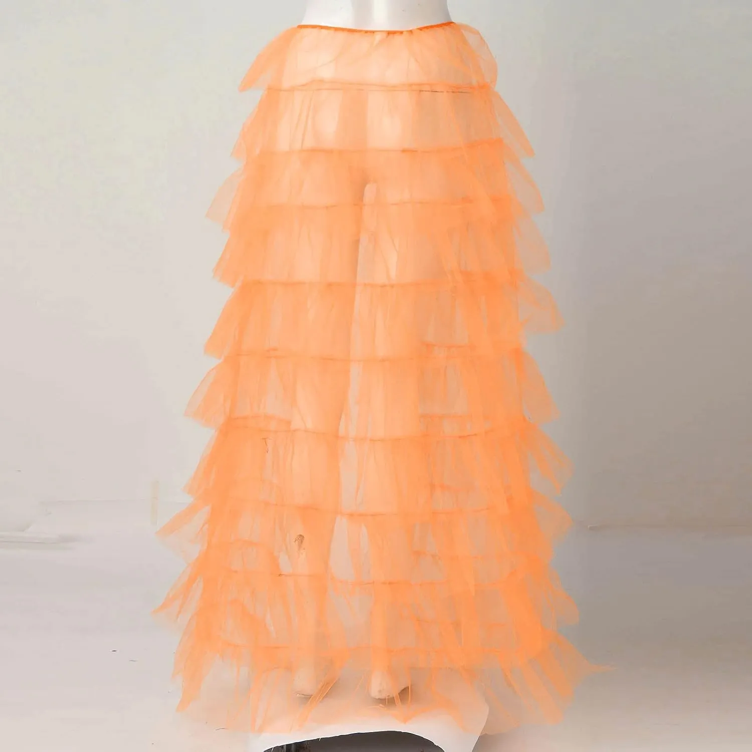 Tutu Skirts Women's Elastic High Waist Slit Party Petticoat Solid Tiered Ruffle Tulle Skirt A-Line Maxi Skirts