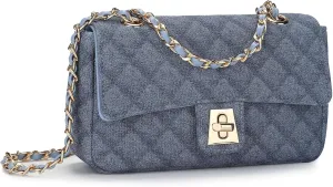 UBORSE Small Purses For Women Trendy Shoulder Bags Mini Quilted Crossbody Purse Denim Clutch Evening Bag with Chain Strap