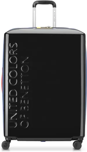 United Colors of Benetton United Hardside Luggage with Spinner Wheels, Black, Checked-Large 27 Inch