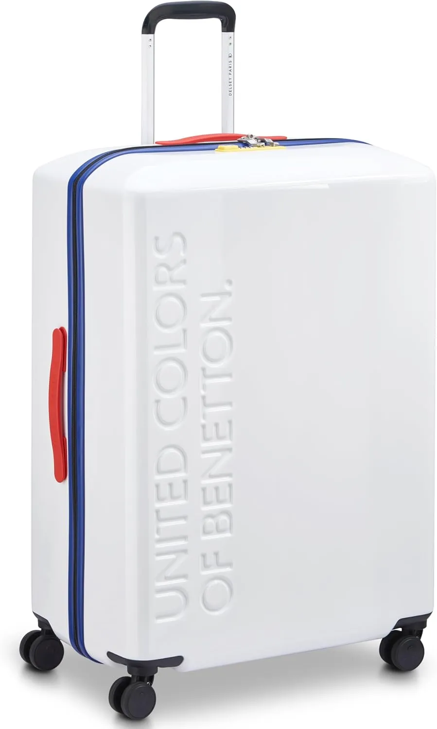 United Colors of Benetton United Hardside Luggage with Spinner Wheels, White, Checked-Large 27 Inch