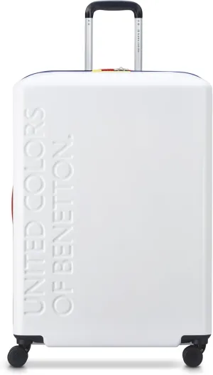United Colors of Benetton United Hardside Luggage with Spinner Wheels, White, Checked-Large 27 Inch