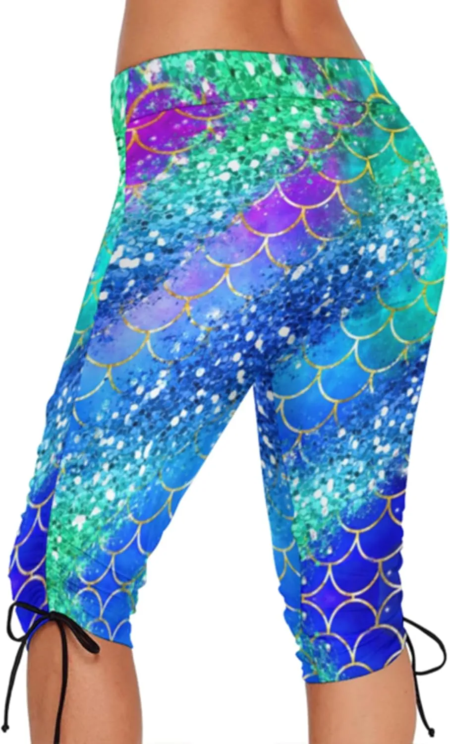 Urchics Womens Plus Size Rash Guard Capris High Waist Swimwear Bottoms Long Swim Shorts Tankini Bottom Swim Lengging