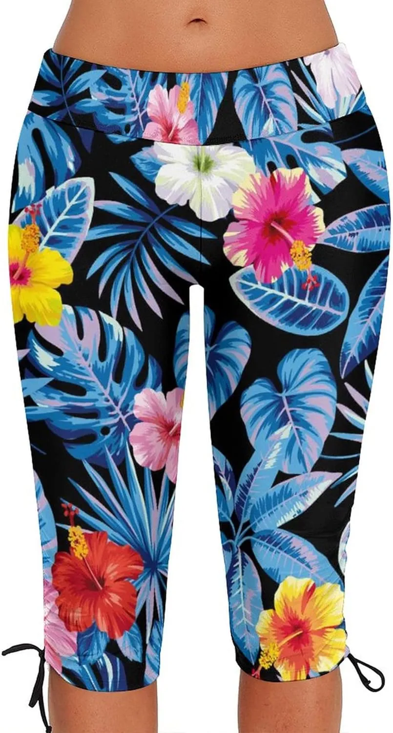 Urchics Womens Plus Size Rash Guard Capris High Waist Swimwear Bottoms Long Swim Shorts Tankini Bottom Swim Lengging