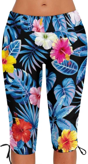 Urchics Womens Plus Size Rash Guard Capris High Waist Swimwear Bottoms Long Swim Shorts Tankini Bottom Swim Lengging