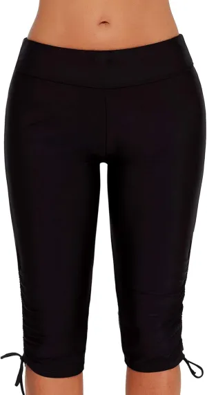 Urchics Womens Plus Size Rash Guard Capris High Waist Swimwear Bottoms Long Swim Shorts Tankini Bottom Swim Lengging