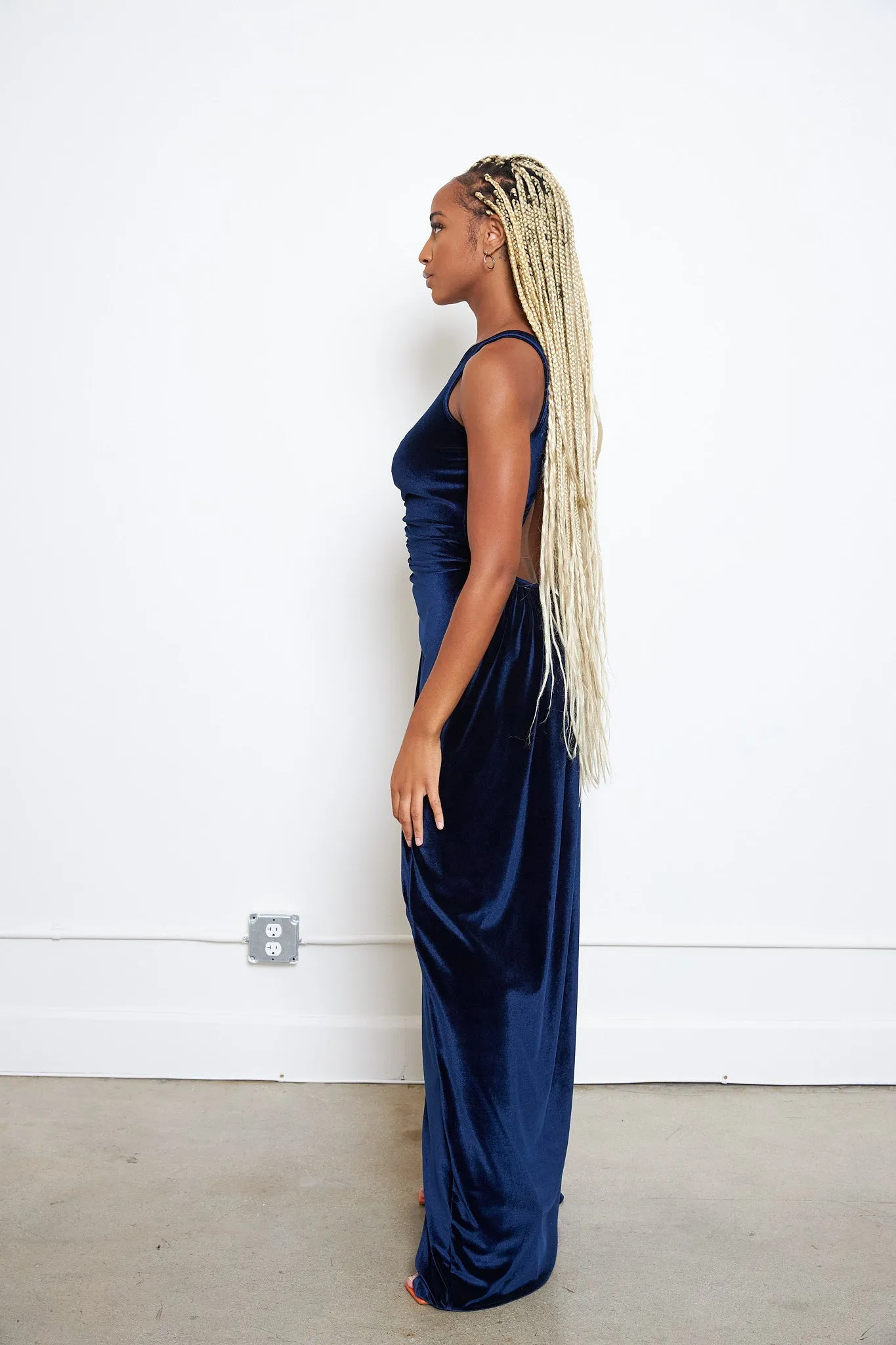 Velvet One Shoulder Cutout Dress