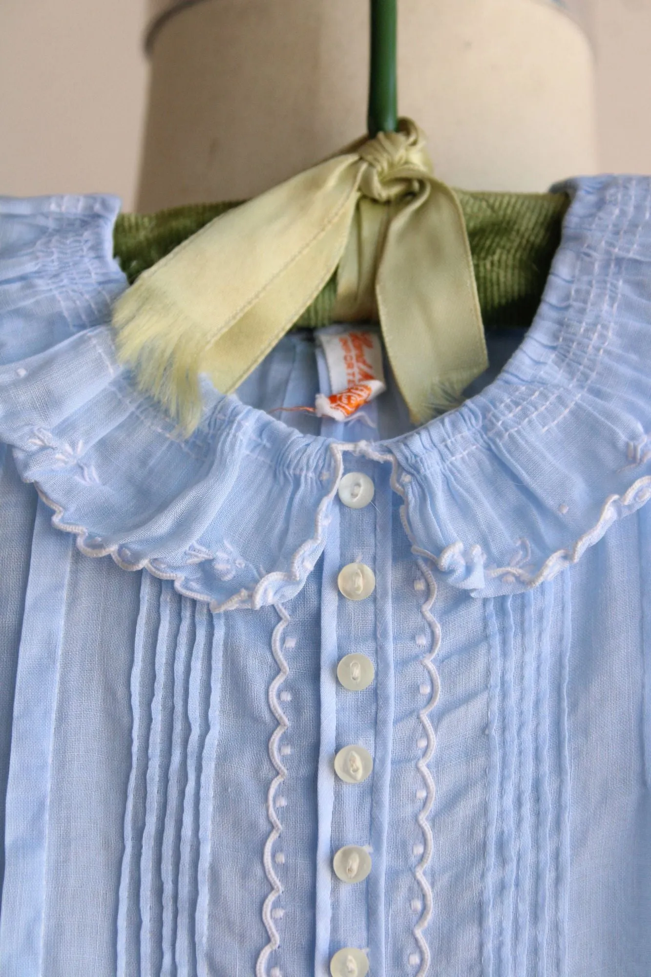 Vintage Handmade Blue Cotton Baby Dress
