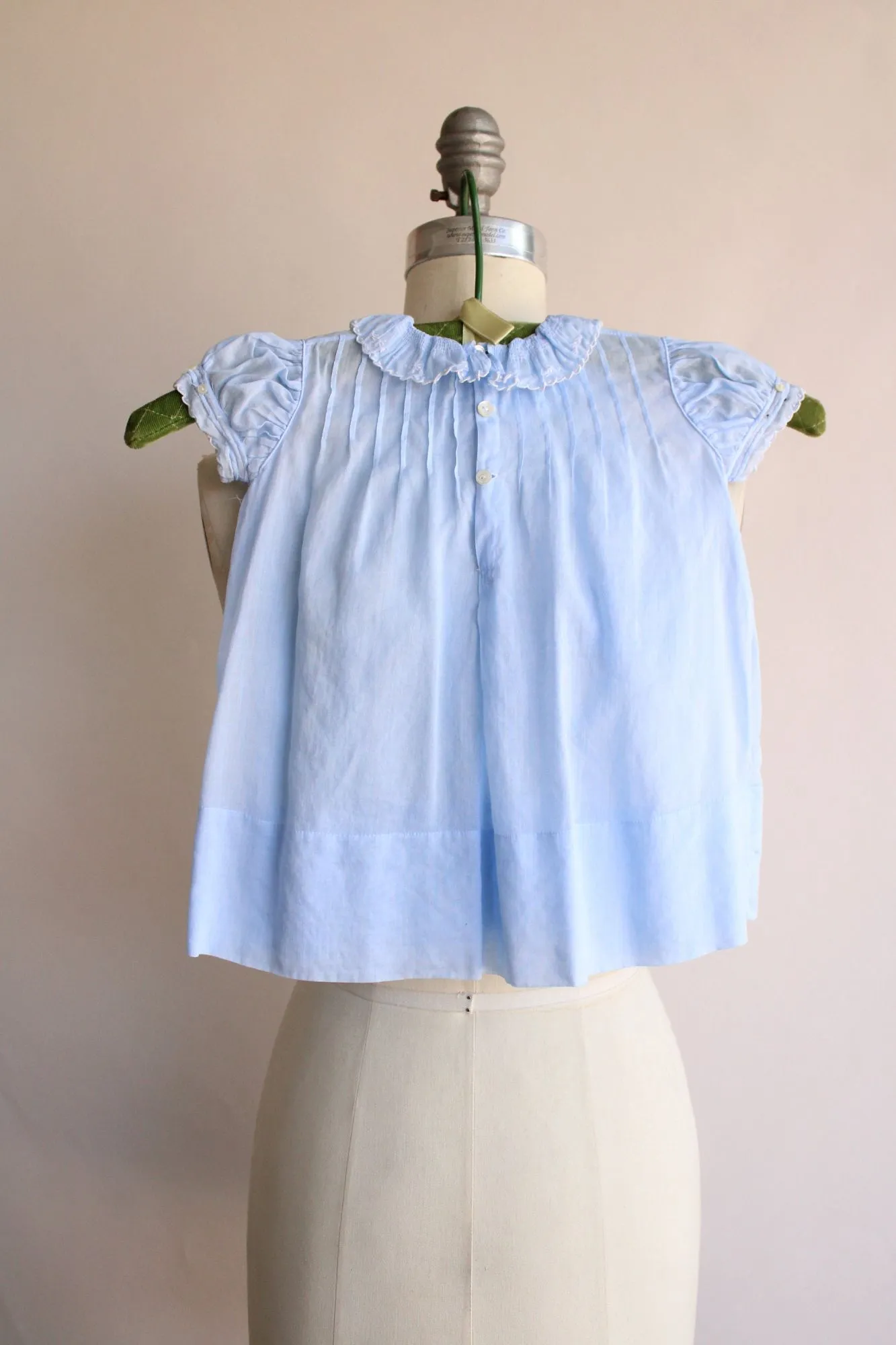 Vintage Handmade Blue Cotton Baby Dress