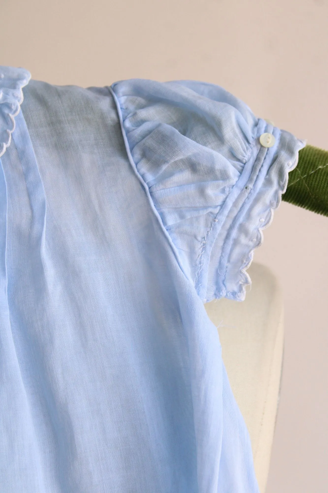 Vintage Handmade Blue Cotton Baby Dress