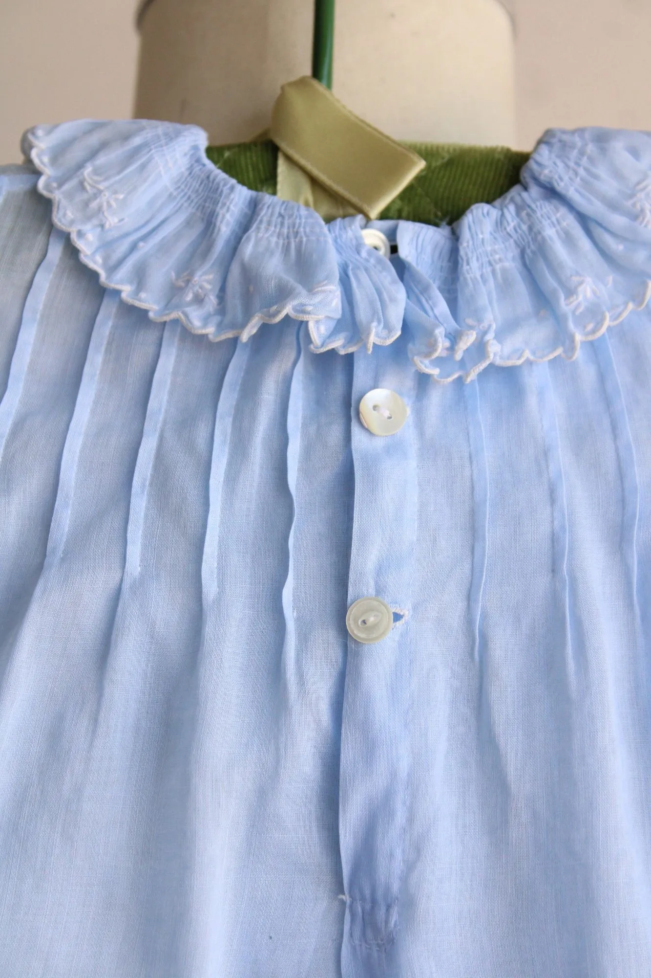 Vintage Handmade Blue Cotton Baby Dress