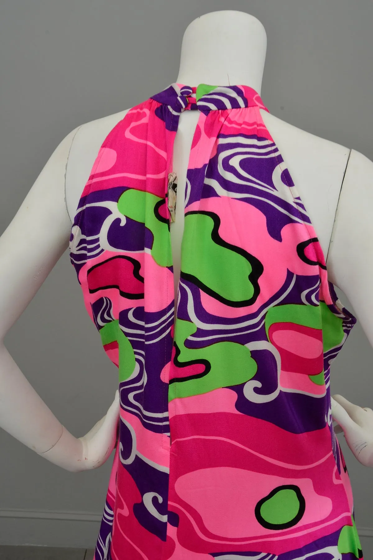 Vintage Psychedelic Print Racer Back Keyhole Mini Go Go Dress | TLC needed