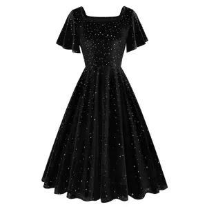 Vintage Sparkly Flutter Sleeve Ball Dress