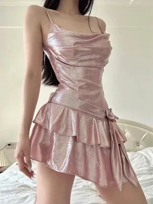 Wenkouban-Christmas Thanksgiving Gift New Year's Eve Dress party look inspos back to school dress  Soft Girl Metallic Mini Dress